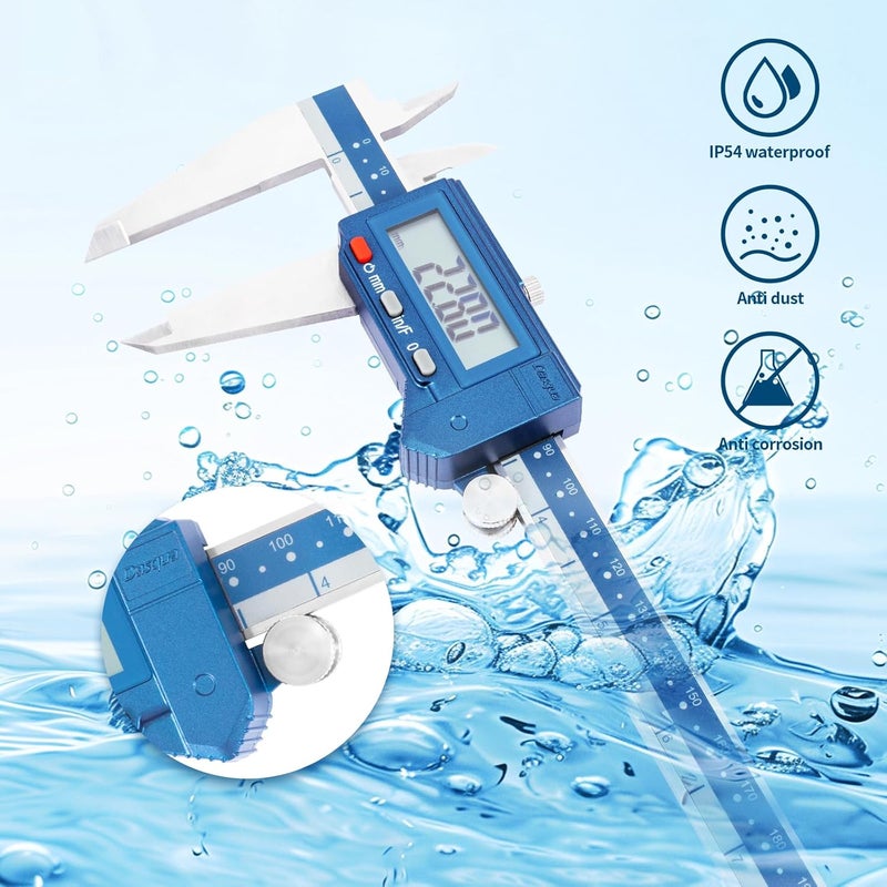 Dasqua Digital Caliper 12", IP54 Stainless Steel Water Resistant Caliper with Large LCD Display and Storage Case, Easy Switch Between Inch/Metric/Fraction, Accuracy 0.001'', Precision Measuring Tool - Image 4